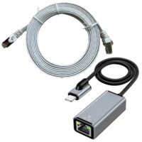 adaptateur ethernet rj45 + Lightning pour ipad, iphone et ipod pour une connexion à internet sans ondes électromagnétiques radiofréquences (WIFI ou 4G, 5G)